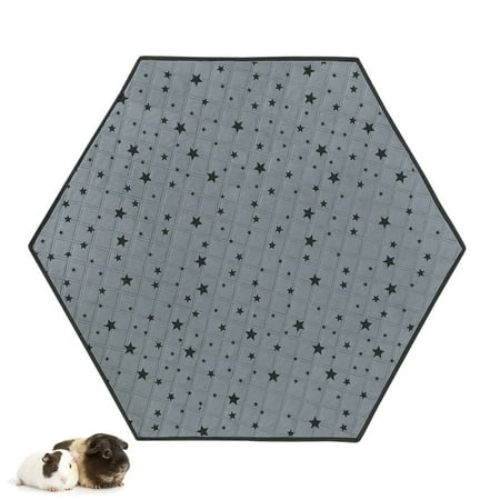 RIOUSSI Hexagon Washable Fleece Liner for Guinea Pig Small Animal Playpen. Gray Stars,M
