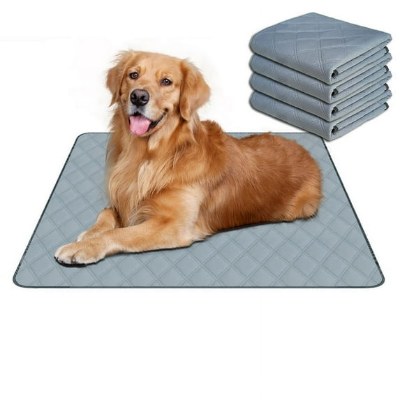 RIOUSSI Washable Pee Pads for Dogs, Puppy Pads for Potty Training with Leakproof Bottom. Light Gray, 4 Pack, 31"x36"