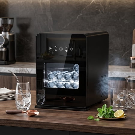 RIOXC 2.4" Craft Sphere Ice Maker, 108 Pcs/24H Countertop Ice Ball Machine, Self-Cleaning Cocktail Ice Maker with 1.6L Tank for Home Bar, ETL