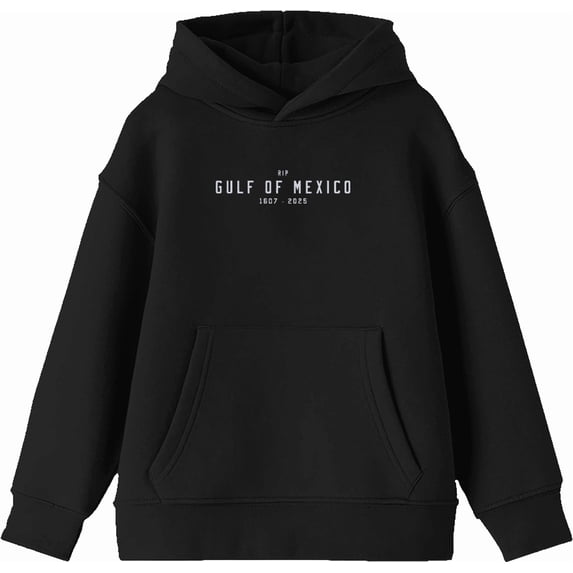 RIP Gulf of Mexico 1607-2025 Youth Black Long Sleee Hoodie-Medium