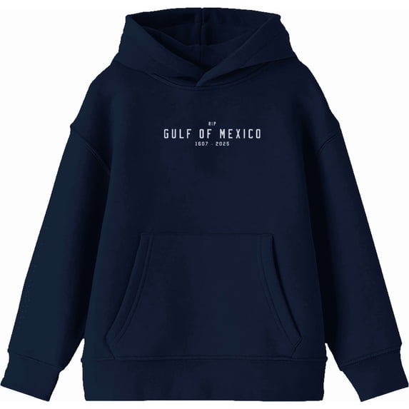 RIP Gulf of Mexico 1607-2025 Youth Navy Blue Long Sleee Hoodie-Small