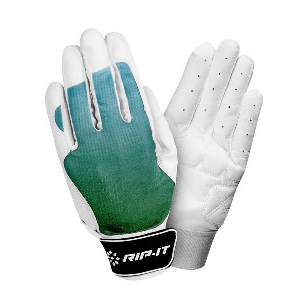 RIP-IT Girls Blister Control Softball Batting Gloves, Aqua Lime Ombre, Small