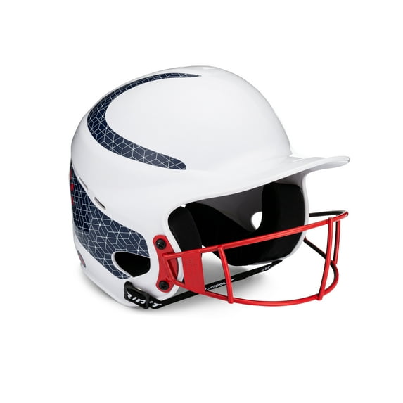 RIP-IT Vision Classic Softball Batting Helmet 2.0, White, Navy and Red, Small and Medium
