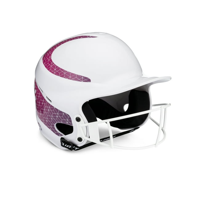 RIPIT Vision Classic Softball Batting Helmet 2.0, White and Pink, Medium and Large