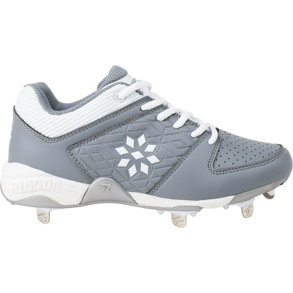 RIP-IT Women's Diamond Metal Fastpitch Softball Cleats (Grey/White, 10)