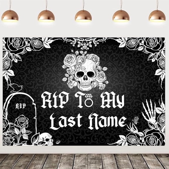 RIP Single Life Bachelorette Party Decorations RIP to My Last Name Backdrop Banner Gothic Bachelorette Decor for Girls Bachelorette Bridal Shower Engagement Party Gothic Party Supplies