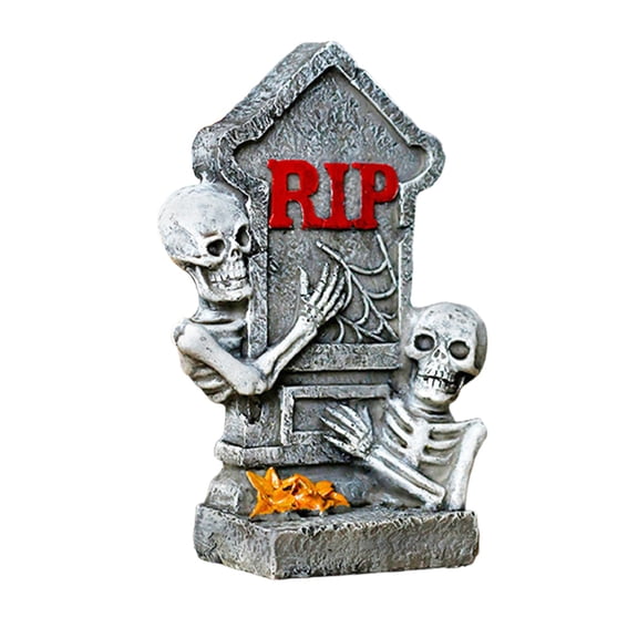 RIP Tombstone Skeleton Ornament, 5.51 in Haunted Graveyard Halloween Desktop Trinket for Home Decor, Table Decor, Office Desk