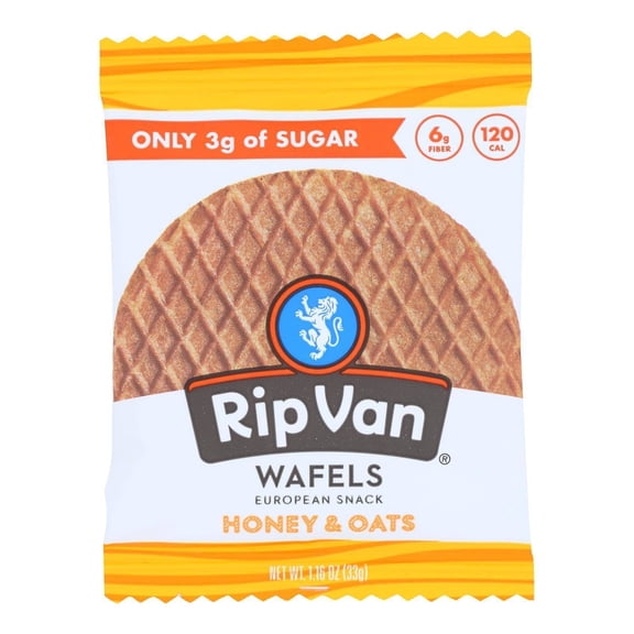 RIP VAN Crispy Chewy Honey Oats Wafels, 1.16 OZ, Case of 12