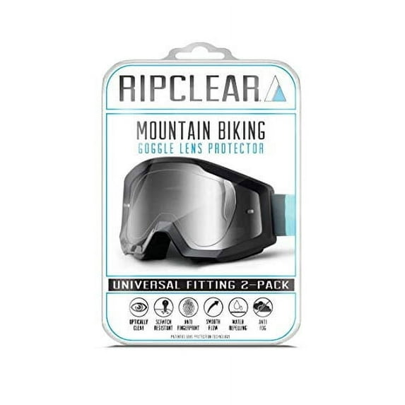 RIPCLEAR Mountain Bike Goggle Lens Protector (Tear Off Alternative) Military Grade MTB, Downhill Goggle Lens Protectors Crystal Clear 2-Pack