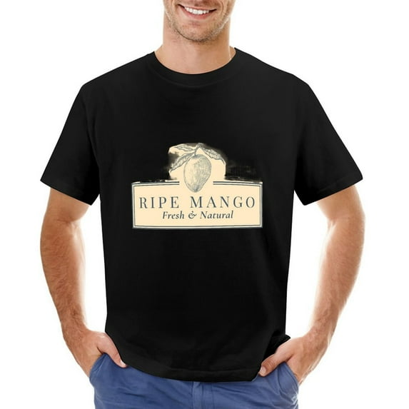 RIPE MANGO Vintage T-shirt Mens Cotton Classic Crewneck Short Sleeve Tees Unisex Black 3XL