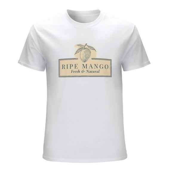 RIPE MANGO Vintage T-shirt Mens Cotton Classic Crewneck Short Sleeve Tees Unisex White L