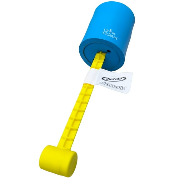 RIPPLE: Drink Floatie - Assorted Blue-Yellow - Beverage Holder, Pool & Water Accessory, Anti-Tip Design, Floating Cup-Can Cozy, Foam w/ Plastic Handle