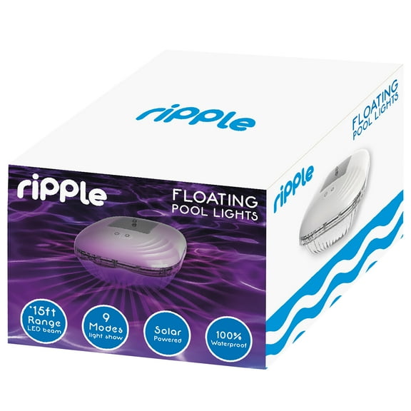 RIPPLE: Floating Pool Lights - Solar Powered - Water & Pool Visual Display Device, Color Changing LED, 9 Modes, Underwater Show, Waterproof Accessory
