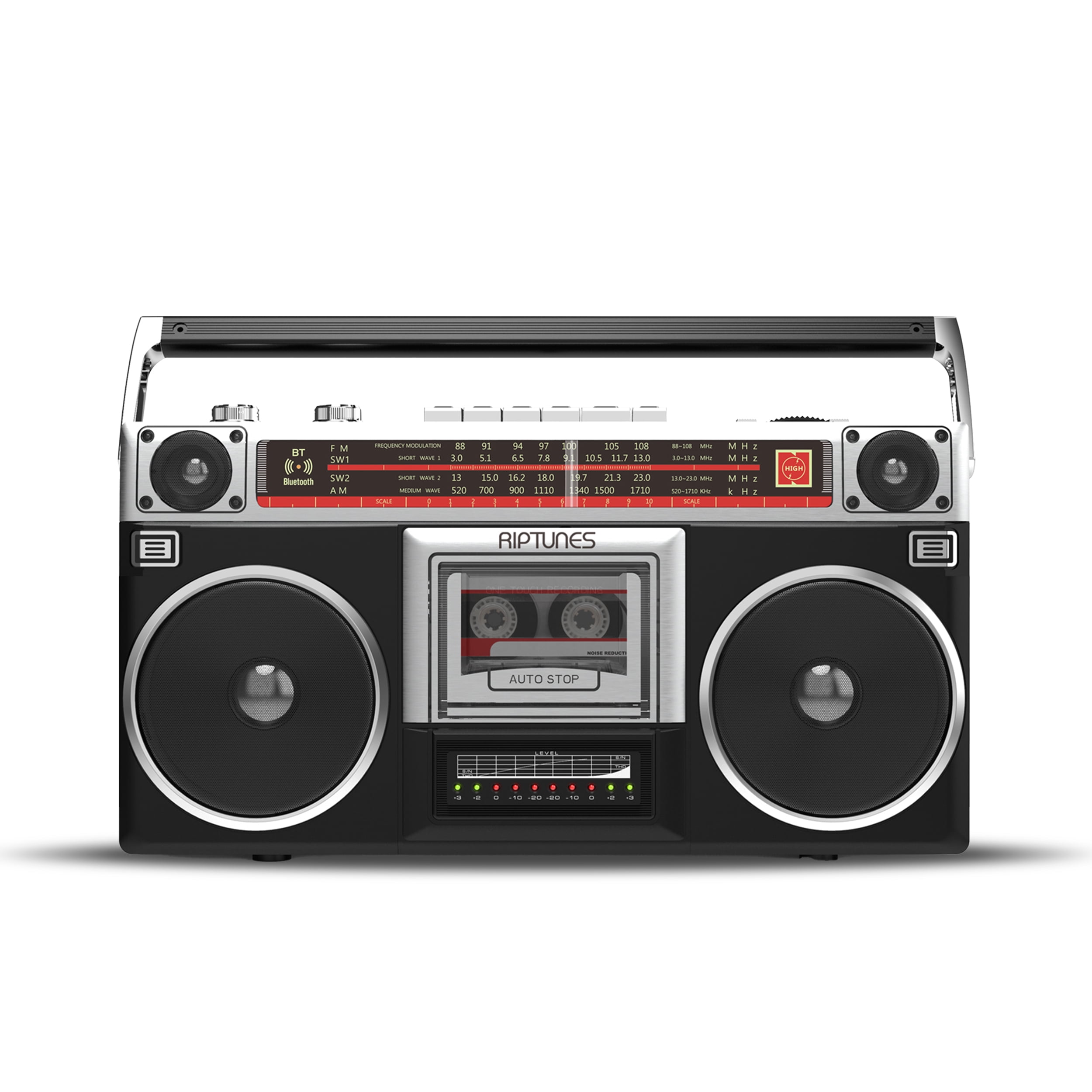 Riptunes Boombox With Radio, Cassette Recorder, Headphone Jack, USB