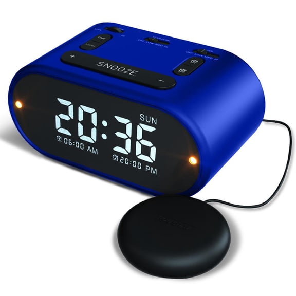 Riptunes WAV110 Vibrating 3-in-1 Alarm Clock with Bed Shaker, Loud Buzzer & Flashing Light