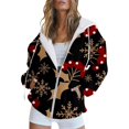 RIQIANTUYU Cropped Bomber Jacket Women Clearance Women's Printed Hooded