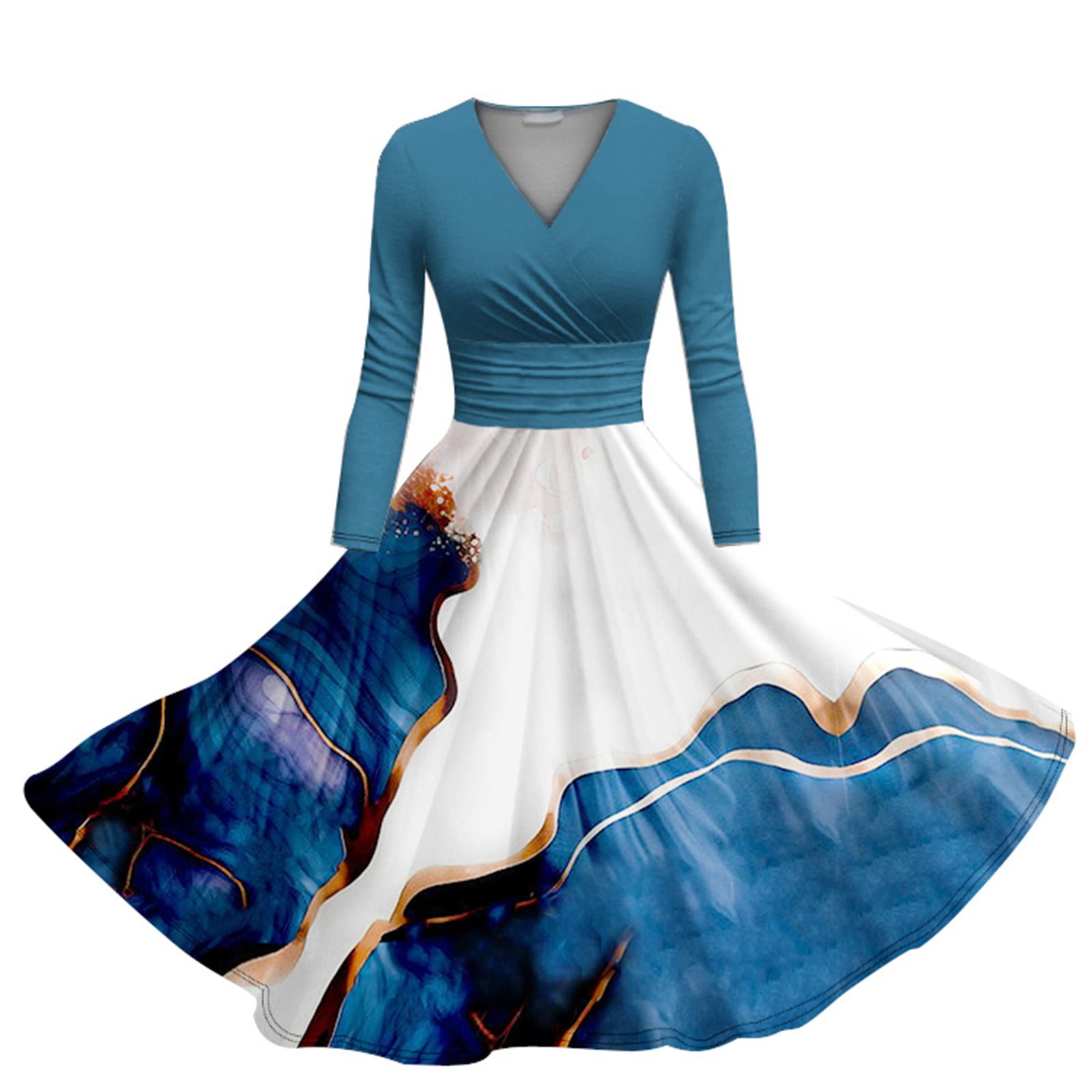 RIQIANTUYU Jersey Dresses For Women Lady's Autumn And Winter Floral