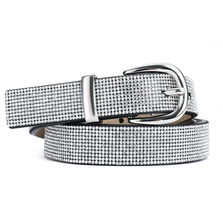 Sparkling Silver Rhinestone Belt Unisex Sparkling Rhinestone Belt, PU Adjustable, Women main image 3