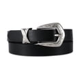 thumbnail image 1 of RISANTRY Women's Western Leather Belt, Black Skinny Cowgirl Belt for Pants and Jeans, 1 of 6