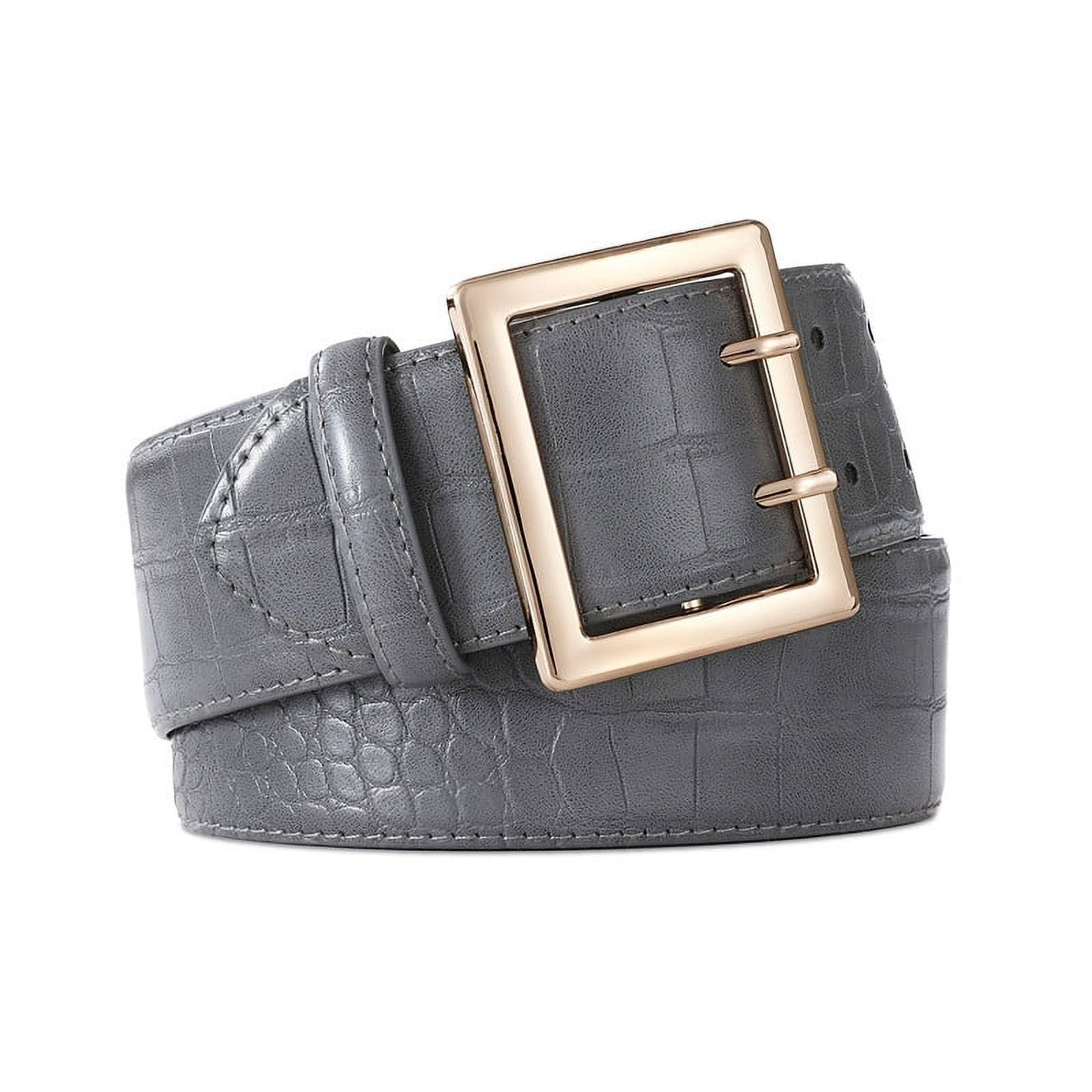 Women\'s Leather Waist Wide Belts Fashion Thick Suede Grey With Gold Buckle Belt Women main image 3