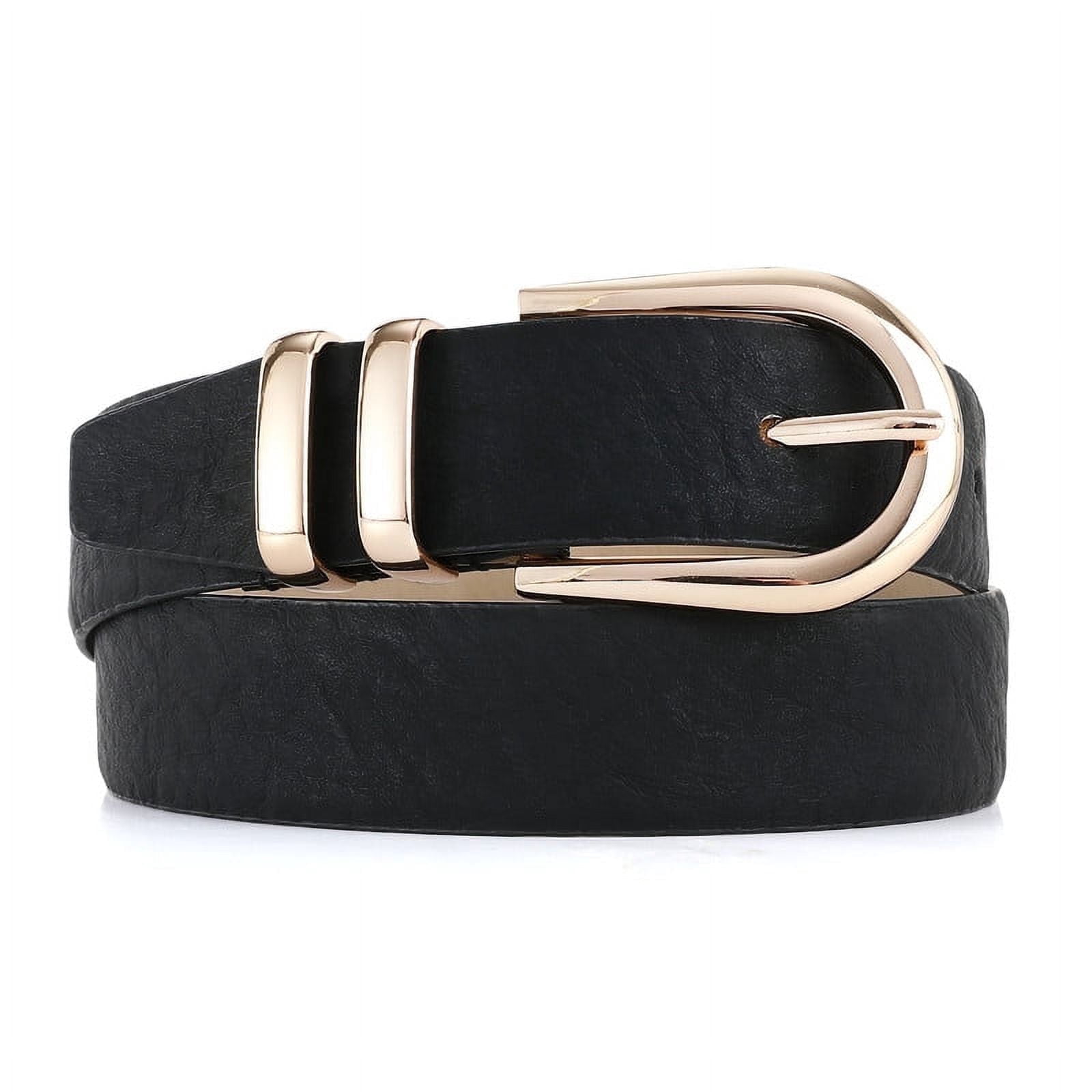Suede Leather Belt with Gold Buckle for Dresses Jeans Brown Suede Belt 1 Inch - Gold Square Buckle - Shop Now main image 3