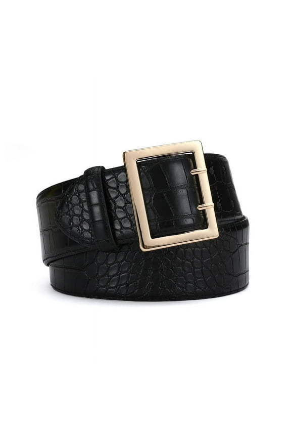 Wide Belts for Women Casual Black Synthetic Leather Belt