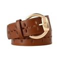 thumbnail image 1 of RISANTRY Women's Brown Leather Buckle Belt with Hollow Pattern, 1 of 6