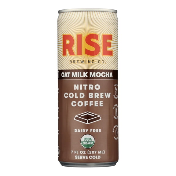 RISE BREWING CO - Creamy Nitro Mocha Latte Cold Brew Coffee - 7 Fo, Case of 12