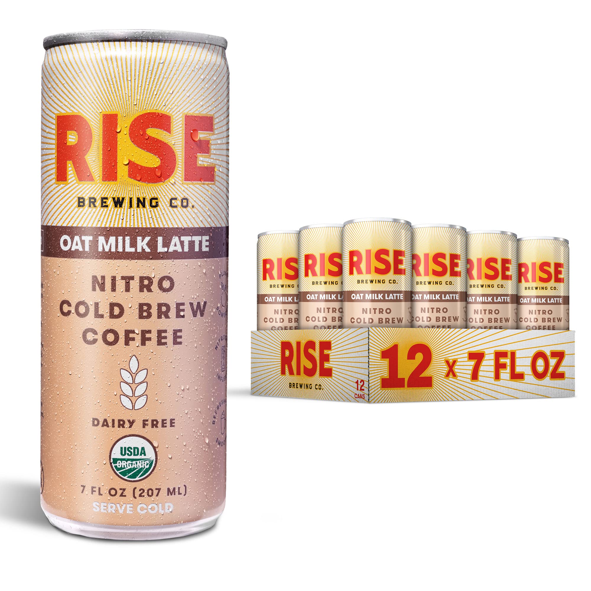 RISE Brewing Co. Oat Milk Nitro Cold Brew Latte, No Sugar Added, Vegan
