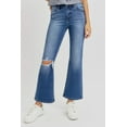 thumbnail image 1 of RISEN Full Size Distressed High Rise Crop Flare Jeans for Women, 1 of 6