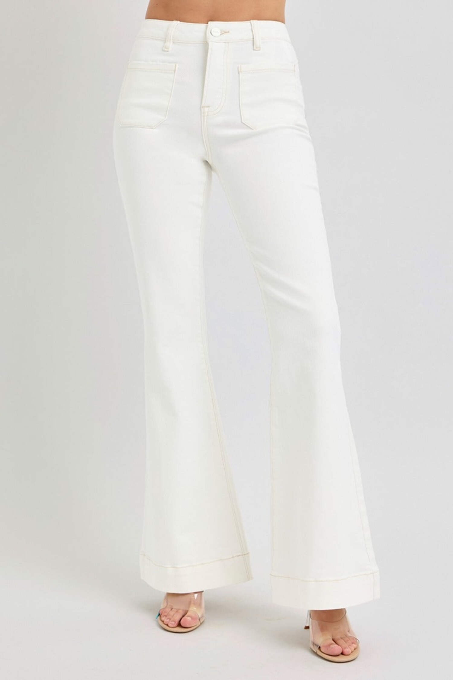 RISEN Full Size High Rise Cargo Flare Jeans main image 0