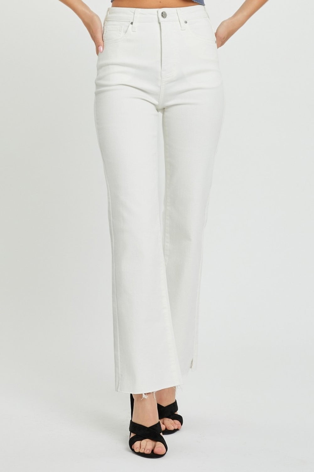 RISEN Full Size Tummy Control High Rise Wide Leg Cuffed Jeans Plus Size main image 1