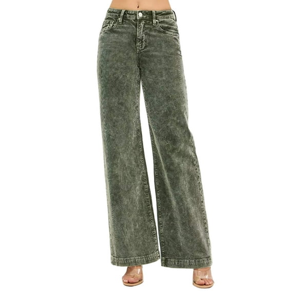 RISEN Full Size High Rise Wide Leg Corduroy Jeans