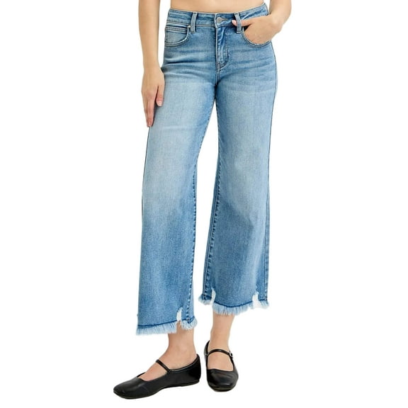 RISEN Full Size Mid Rise Crop Wide Leg Jeans