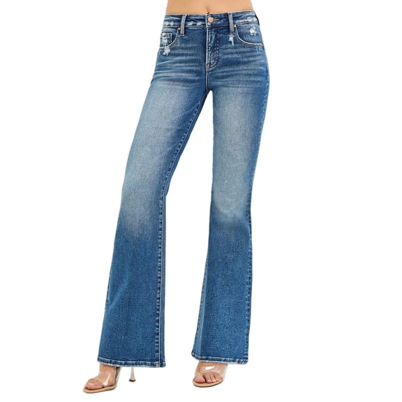 RISEN Full Size Tummy Control High Rise Flare Jeans