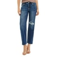 thumbnail image 1 of RISEN High Rise Crop Slim Straight Jenas with Hidden Knee Patch, 1 of 6
