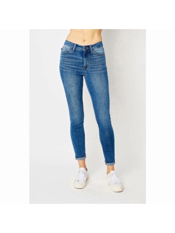 BLUE Cuffed Hem Blue Denim Skinny Jeans