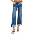 thumbnail image 1 of RISEN Mid Rise Ankle Straight Jeans with Cuffed Hem, 1 of 6