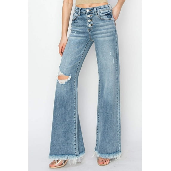 RISEN  Full Size High Rise Button Fly Straight Ankle Jeans main image 0