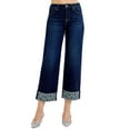 thumbnail image 1 of RISEN Mid Rise Fit Crop Wide With Printed Cuff Jeans, 1 of 4