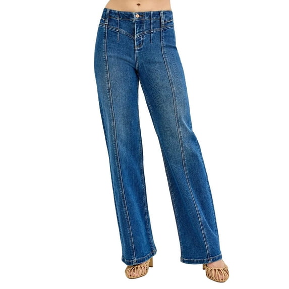 RISEN Seam Detail Wide Leg Jeans