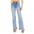 thumbnail image 1 of RISEN Tummy Control Mid Rise Flare Jeans with Fray Hem Detailed Plus Size, 1 of 3