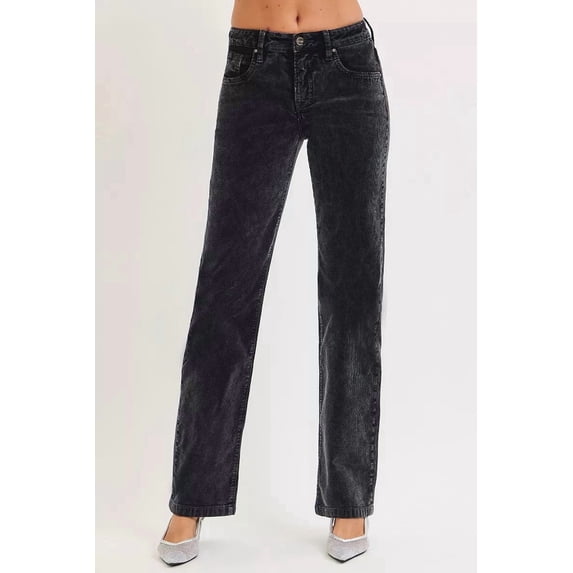 RISEN Tummy Control Mid Rise Straight Leg Corduroy Pants
