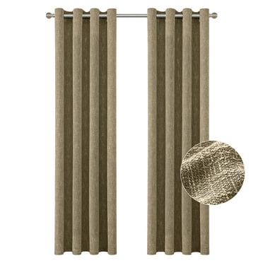RISSIEN Burlap Linen Farmhouse Curtains 84 inch Length 2 Panels for Living Room Textured Thick Light Filtering Privacy Window Curtain Drapes with Grommet for Bedroom 7ft (52x84 Coffee)
