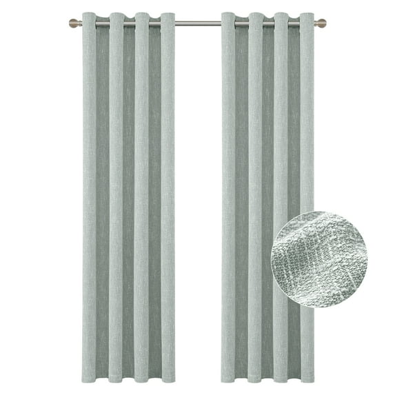 RISSIEN Burlap Linen Farmhouse Curtains 84 inch Length 2 Panels for Living Room Textured Thick Light Filtering Privacy Window Curtain Drapes with Grommet for Bedroom 7ft (52x84 Grayish Green)