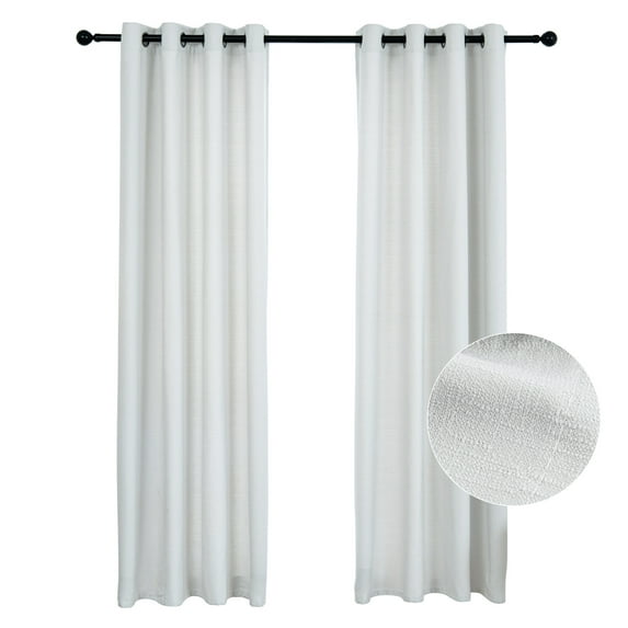 RISSIEN Linen Blended Rustic Curtains 72 inch Length 2 Panels for Living Room Pinch Pleat Textured Thick Light Filtering Privacy Window Drapes Grommet Top for Bedroom 6ft (52x72 White)