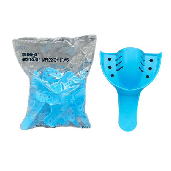 BRITEDENT Disposable Dental Impression Trays Large Upper #1 12 Pack, Light Blue Perforated Trays for Accurate Upper Arch Impressions, Comfortable Fit, Single-Use Design