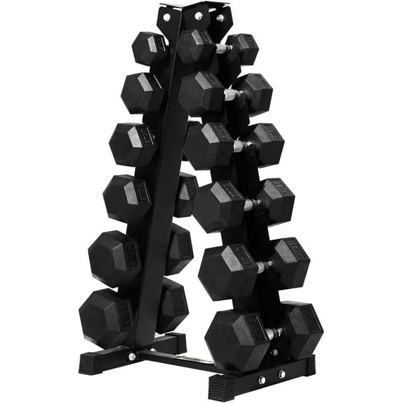 RitFit 350 LB Rubber Hex Dumbbells Set with Optional Dumbbell Rack, Multi Weight Set to Choose, Ideal for Home Gym and Fitness