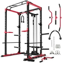 RITFIT All-In-One Squat Rack for Home Gym, PPC02C Multi-Function 1000 LBS Capacity Power Cage with Lat Pulldown, Pulley System, Dip Bar, Landmine & More Power Rack Attachments