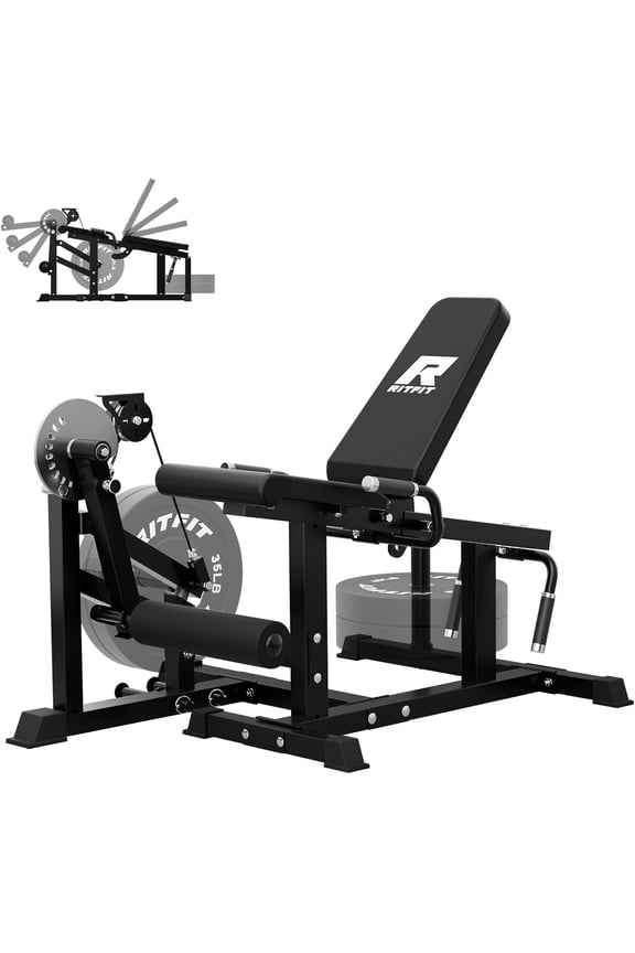Leg Extension and Curl Machine for Home Gym, 700LB Adjustable Leg Workout Equipment Compatible with 1'' and 2'' Weight Plates